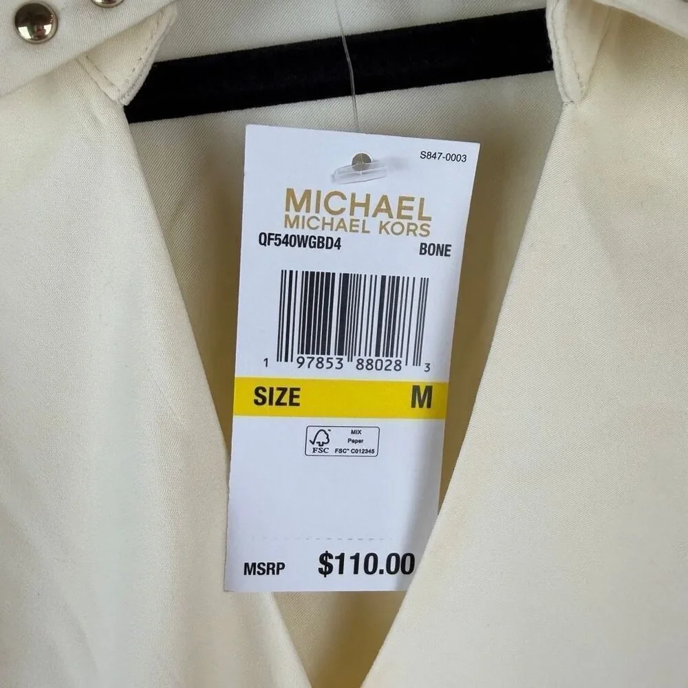 NWT Michael Kors cream with gold rivets- size M